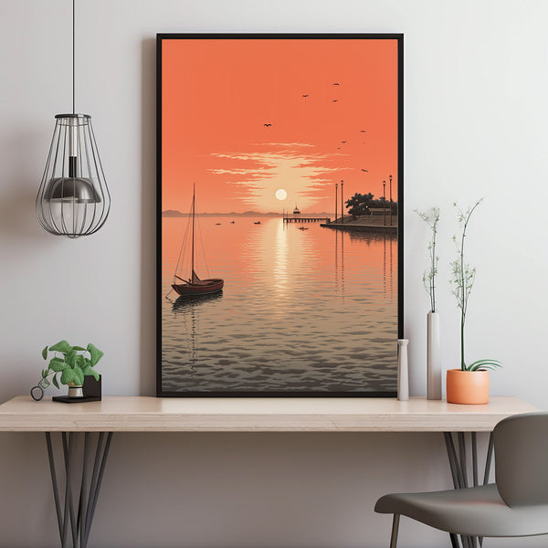 Japanese Landscape Seascape Poster, Japanese Landscape Wall Art
