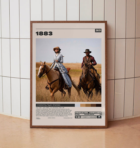 1883 Poster, Taylor Sheridan, Minimalist Tv Series, Vintage Retro Art