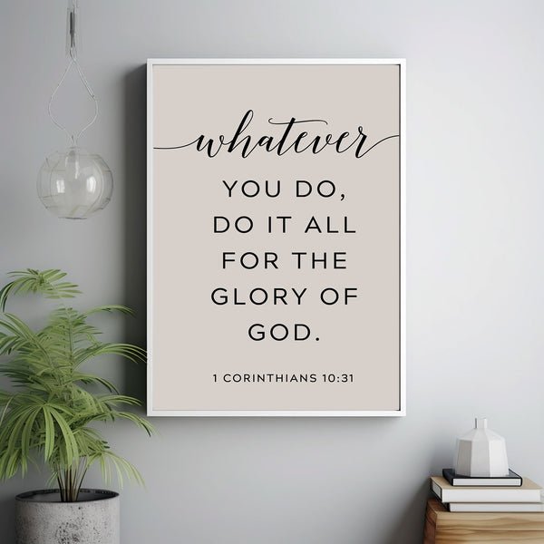 1 Corinthians 10:31 'For the Glory of God' Bible Verse Wall Art - Inspirational Scripture Decor for Spiritual Upliftment