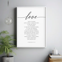 1 Corinthians 13:4-8 'Love Never Fails' Large Scripture Poster - Inspirational Bible Verse Wall Art, Perfect Christian Wedding Gift
