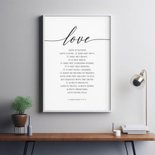 1 Corinthians 13:4-8 'Love Never Fails' Large Scripture Poster - Inspirational Bible Verse Wall Art, Perfect Christian Wedding Gift