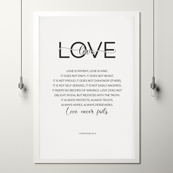 1 Corinthians 134-8 Poster Wall Art, Love is Patient Love is Kind Chri ...