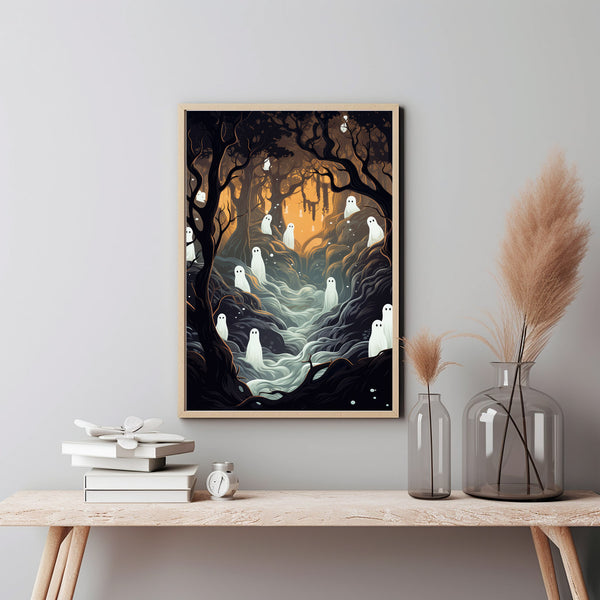 Enchanting Forest Spirits Kodama Poster - Mystical Wall Art for Nature Lovers, Magical Forest Gift, Eco-Friendly Home Decor