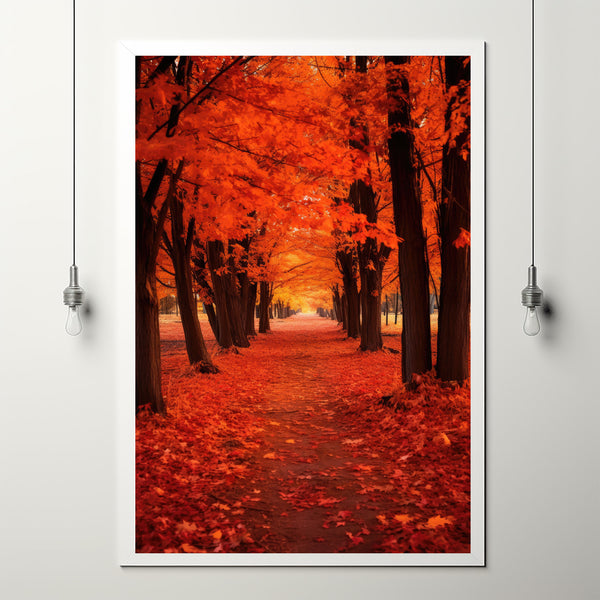 Autumn Embrace Trail Art Print - Hyper-Realistic Fall Landscape - Elegant Seasonal Home Decor - Ultimate Gift for Scenery Enthusiasts