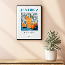 Aguas Frescas on Maiolica Tile, Traditional Mexican Beverage (Drink) Print Poster, Kitchen and Bar Wall Art