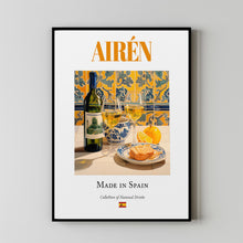 Airén Wine on Maiolica Tile, Traditional Castilla-La-Mancha Beverage (Drink) Print Poster, Kitchen and Bar Wall Art