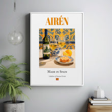 Airén Wine on Maiolica Tile, Traditional Castilla-La-Mancha Beverage (Drink) Print Poster, Kitchen and Bar Wall Art