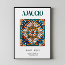 Ajaccio, Corse, France, Aesthetic Folk Traditional Tile, Wall Art Décor Print Poster, Bedroom Wall Art
