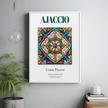 Ajaccio, Corse, France, Aesthetic Folk Traditional Tile, Wall Art Décor Print Poster, Bedroom Wall Art