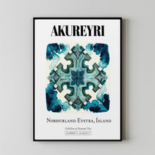 Akureyri, Norðurland Eystra, Iceland, Traditional Tile Pattern Aesthetic Wall Art Decor Print Poster