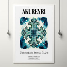 Akureyri, Norðurland Eystra, Iceland, Traditional Tile Pattern Aesthetic Wall Art Decor Print Poster