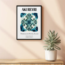 Akureyri, Norðurland Eystra, Iceland, Traditional Tile Pattern Aesthetic Wall Art Decor Print Poster