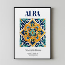 Alba, Piemonte, Italy, Aesthetic Folk Traditional Maiolica Tile, Wall Art Décor Print Poster, Living Room Poster