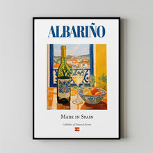 Albariño on Maiolica Tile, Traditional Galicia Beverage (Drink) Print Poster, Kitchen and Bar Wall Art