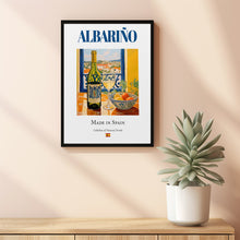 Albariño on Maiolica Tile, Traditional Galicia Beverage (Drink) Print Poster, Kitchen and Bar Wall Art