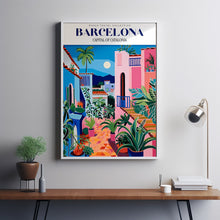 Barcelona Travel Poster, Barcelona Poster, Europe Print, Spain Art Print, Travel Art Print, Park Guell, Spain City Poster, Trendy Wall Art