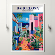 Barcelona Travel Poster, Barcelona Poster, Europe Print, Spain Art Print, Travel Art Print, Park Guell, Spain City Poster, Trendy Wall Art