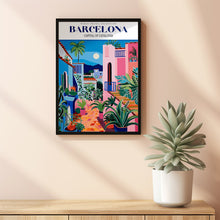 Barcelona Travel Poster, Barcelona Poster, Europe Print, Spain Art Print, Travel Art Print, Park Guell, Spain City Poster, Trendy Wall Art