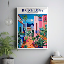 Barcelona Travel Poster, Barcelona Poster, Europe Print, Spain Art Print, Travel Art Print, Park Guell, Spain City Poster, Trendy Wall Art