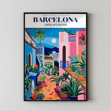 Barcelona Travel Poster, Barcelona Poster, Europe Print, Spain Art Print, Travel Art Print, Park Guell, Spain City Poster, Trendy Wall Art