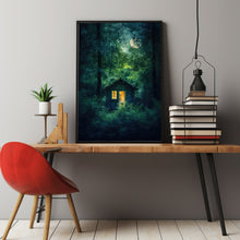 Enchanted Fairy Poster - Whimsical Fairy Wall Art with Small House in Green Tree Grove, Magical Forest Decor for All Ages