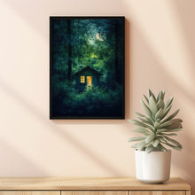 Enchanted Fairy Poster - Whimsical Fairy Wall Art with Small House in Green Tree Grove, Magical Forest Decor for All Ages