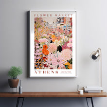 Flower Market Poster, Athens Travel Art, Trendy Wall Art, Pink and Orange Wall Art, Botanical Wall Art, Floral Illustration, Greece Wall Art