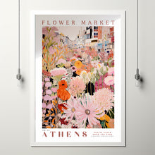 Flower Market Poster, Athens Travel Art, Trendy Wall Art, Pink and Orange Wall Art, Botanical Wall Art, Floral Illustration, Greece Wall Art