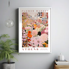 Flower Market Poster, Athens Travel Art, Trendy Wall Art, Pink and Orange Wall Art, Botanical Wall Art, Floral Illustration, Greece Wall Art