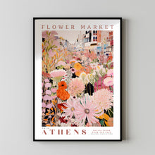 Flower Market Poster, Athens Travel Art, Trendy Wall Art, Pink and Orange Wall Art, Botanical Wall Art, Floral Illustration, Greece Wall Art