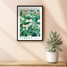 Flower Market Poster, Lisbon Floral Art, Travel Art Poster, Emerald Green, Trendy Wall Art, Botanical Wall Decor, Flower Painting Print