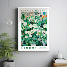 Flower Market Poster, Lisbon Floral Art, Travel Art Poster, Emerald Green, Trendy Wall Art, Botanical Wall Decor, Flower Painting Print