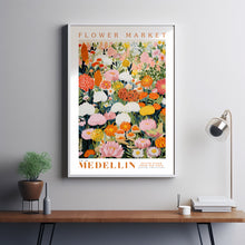 Flower Market Poster, Medellin Wall Art, Large Modern Poster, Orange and Yellow Print, Floral Illustration, Floral Print, Botanical Wall Art