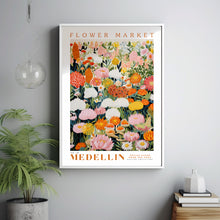 Flower Market Poster, Medellin Wall Art, Large Modern Poster, Orange and Yellow Print, Floral Illustration, Floral Print, Botanical Wall Art