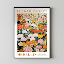 Flower Market Poster, Medellin Wall Art, Large Modern Poster, Orange and Yellow Print, Floral Illustration, Floral Print, Botanical Wall Art