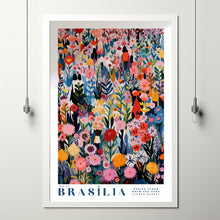 Flower Market Print Brasilia Travel Art City Poster Framed Botanical Wall Decor Green Wall Art Trendy Floral Illustration Pink Peony Flower