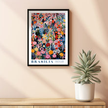 Flower Market Print Brasilia Travel Art City Poster Framed Botanical Wall Decor Green Wall Art Trendy Floral Illustration Pink Peony Flower