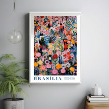 Flower Market Print Brasilia Travel Art City Poster Framed Botanical Wall Decor Green Wall Art Trendy Floral Illustration Pink Peony Flower