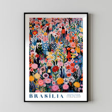 Flower Market Print Brasilia Travel Art City Poster Framed Botanical Wall Decor Green Wall Art Trendy Floral Illustration Pink Peony Flower