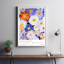 Flower Market Print Chicago, Watercolor chicago, Chicago framed art, chicago wall art, chicago poster, chicago print, chicago skyline, Blue