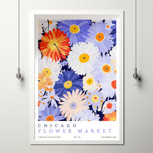 Flower Market Print Chicago, Watercolor chicago, Chicago framed art, chicago wall art, chicago poster, chicago print, chicago skyline, Blue