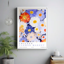 Flower Market Print Chicago, Watercolor chicago, Chicago framed art, chicago wall art, chicago poster, chicago print, chicago skyline, Blue