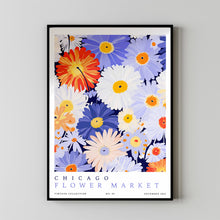 Flower Market Print Chicago, Watercolor chicago, Chicago framed art, chicago wall art, chicago poster, chicago print, chicago skyline, Blue