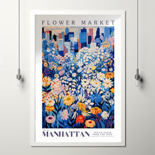 Flower Market Print Manhattan, Manhattan Art Print, Manhattan Painting, Manhattan Poster, New York Art, Botanical Wall Art, Blue Prints