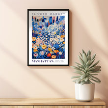 Flower Market Print Manhattan, Manhattan Art Print, Manhattan Painting, Manhattan Poster, New York Art, Botanical Wall Art, Blue Prints