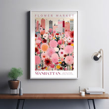 Flower Market Print Manhattan, Manhattan Art Print, Manhattan Painting, Manhattan Poster, New York Art, Botanical Wall Art, Pink Wall Art