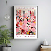 Flower Market Print Manhattan, Manhattan Art Print, Manhattan Painting, Manhattan Poster, New York Art, Botanical Wall Art, Pink Wall Art