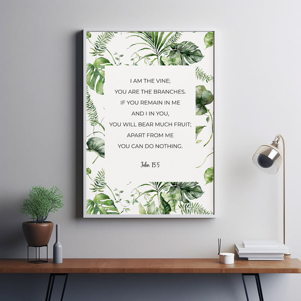 John 155 I am the Vine Easter Greenery Bible Verse Poster Wall Art, Bo ...