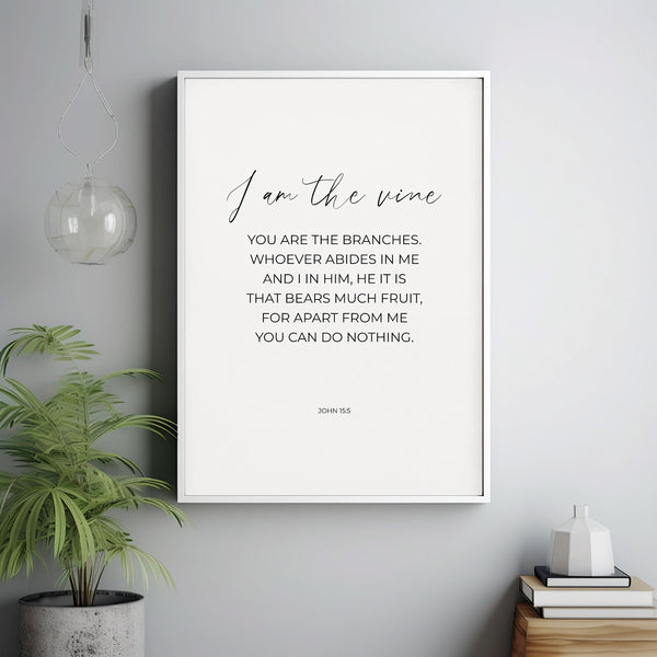 John 155 I am the Vine Minimalist Christian Digital Wall Art, Modern B ...