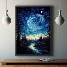 Moon Oil Painting Original - Enchanting Night Sky Art | Small, Signed Cloud Moon Landscape